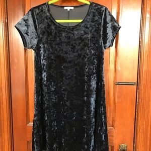 Blue crushed velvet dress